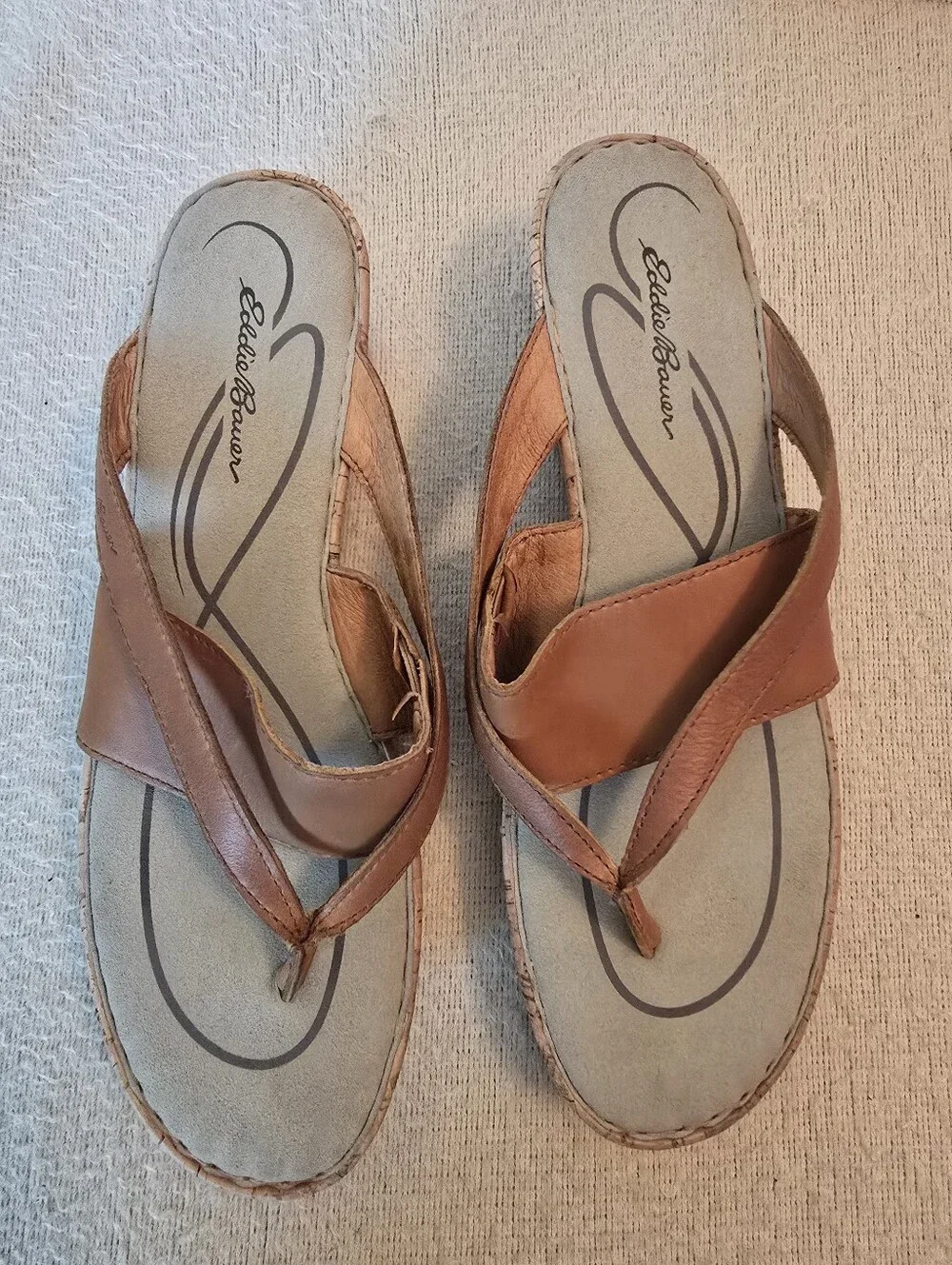 Eddie Bauer Tan Leather Wedge Sandals size 11